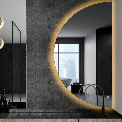 Oglinda LED Semiluna (Dreapta), Touch LED, Dimare, LED 3000K Cald - Gama Ambient Model 1