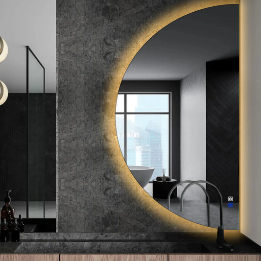 Oglinda LED Semiluna (Dreapta), Touch LED, Dimare, Dezaburire, LED 3000K Cald - Gama Ambient Model 1