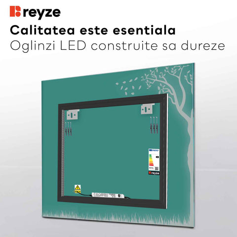 Oglinda LED Patrata, Fara functii, LED 4000K Neutru - Gama Good Vibes Model 8