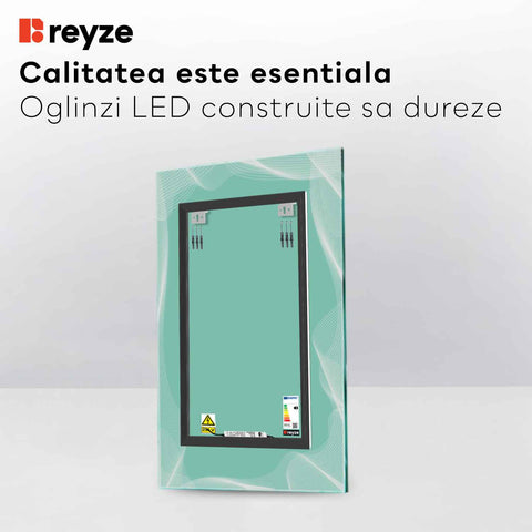 Oglinda LED verticala 80x90 cm cu lumina LED calda Gama Simetria Model 3 fara butoane - Reyze