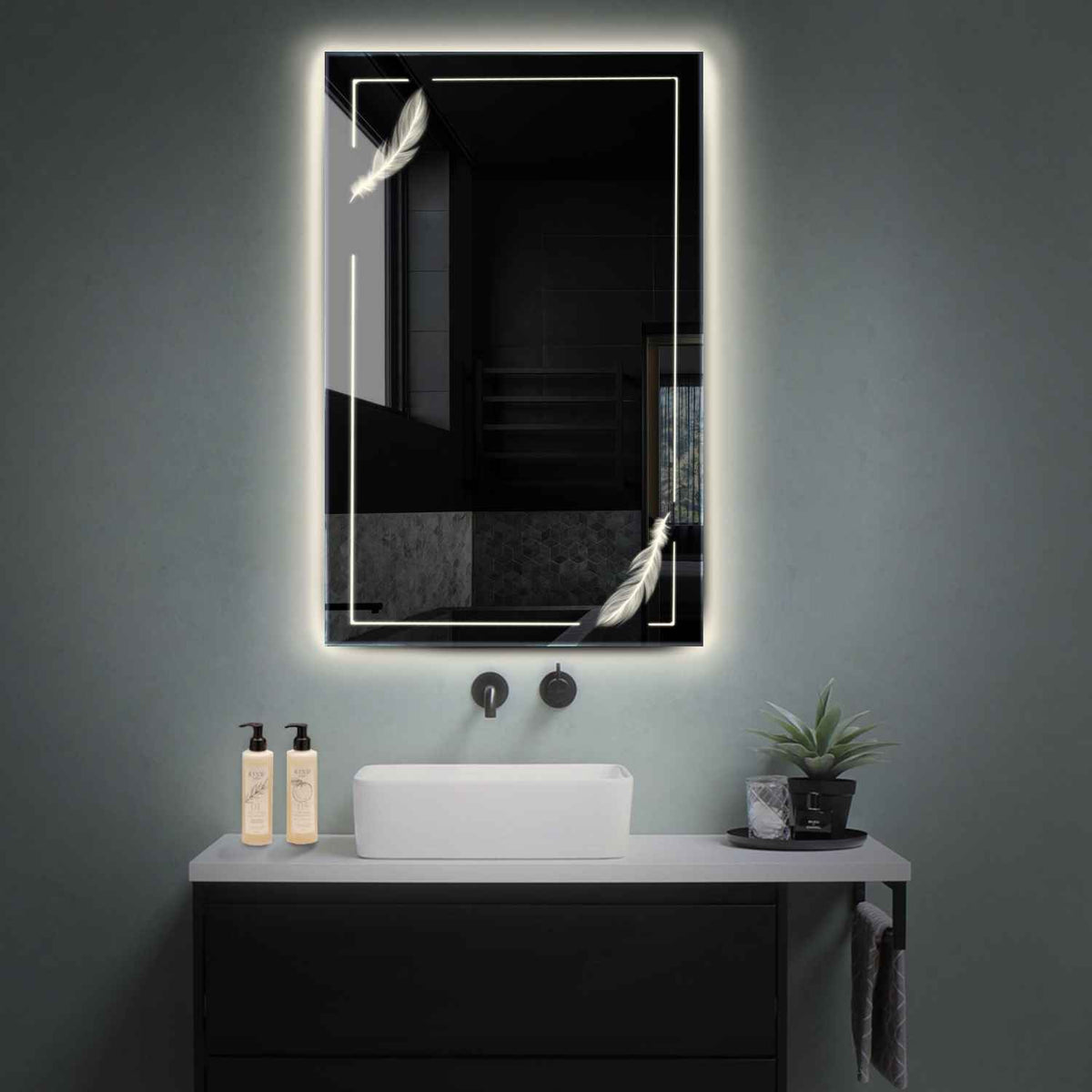 Oglinda LED Verticala, Fara functii, LED 4000K Neutru - Gama Good Vibes Model 2