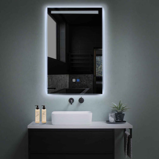 Oglinda LED verticala cu lumina LED rece Gama Minimal Model 5 cu butoane touch si dezaburire - Reyze