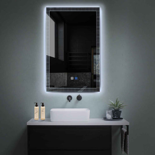 Oglinda LED verticala cu lumina LED rece Gama Official Model 3 cu butoane touch si dezaburire - Reyze