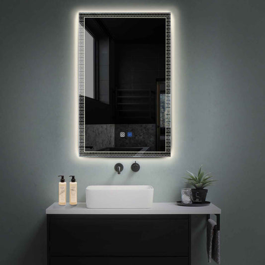 Oglinda LED verticala cu lumina LED neutra Gama Official Model 5 cu butoane touch si dezaburire - Reyze