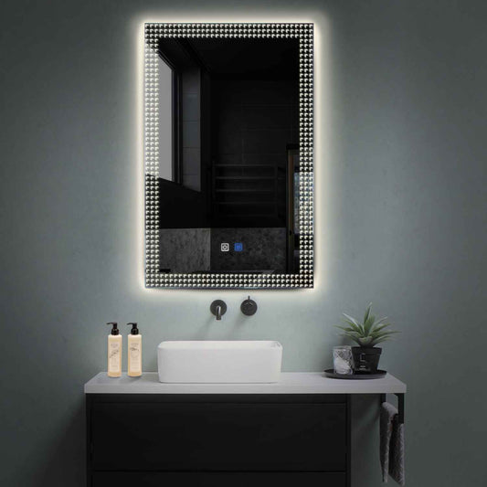 Oglinda LED verticala cu lumina LED neutra Gama Official Model 6 cu butoane touch si dezaburire - Reyze