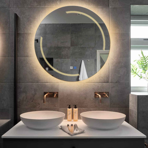 Oglinda LED Rotunda, Touch LED, Dimare, Dezaburire, LED 3000K Cald - Gama Minimal Model 2