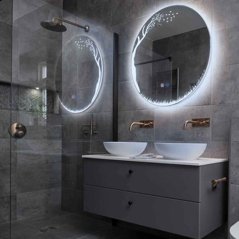 Oglinda LED Rotunda, Touch LED, Dimare, Dezaburire, LED 6000K Rece - Gama Good Vibes Model 8