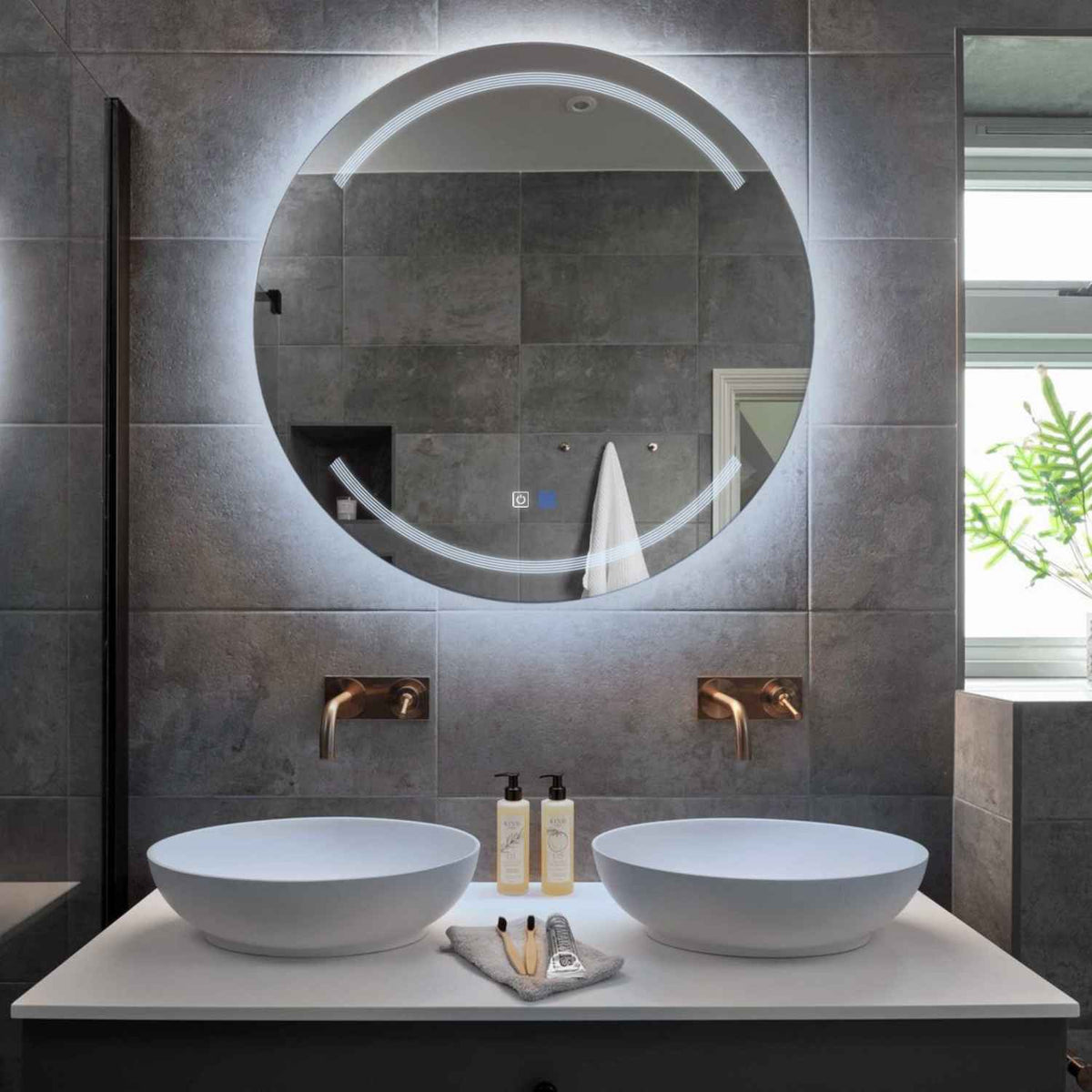 Oglinda LED Rotunda, Touch LED, Dimare, Dezaburire, LED 6000K Rece - Gama Minimal Model 8