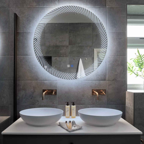 Oglinda LED Rotunda, Touch LED, Dimare, Dezaburire, LED 6000K Rece - Gama Simetria Model 7