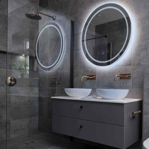 Oglinda LED Rotunda, Touch LED, Dimare, LED 6000K Rece - Gama Minimal Model 1