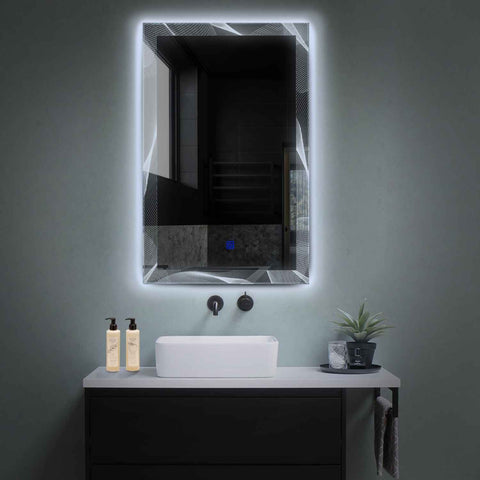 Oglinda LED Verticala, Touch LED, Dimare, LED 6000K Rece - Gama Simetria Model 2