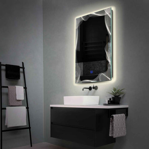 Oglinda LED Verticala, Touch LED, Dimare, LED 4000K Neutru - Gama Simetria Model 3