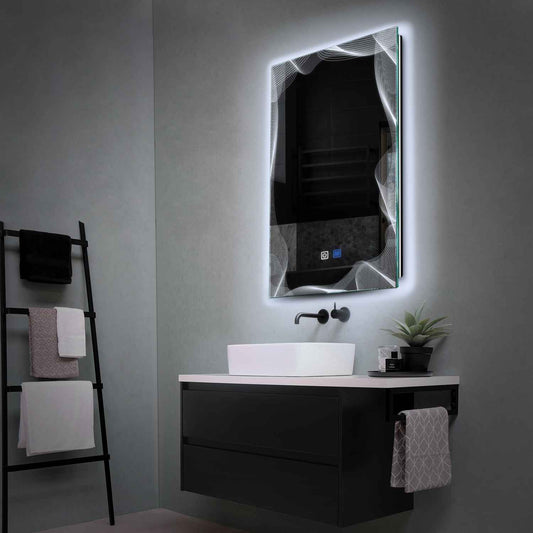 Oglinda LED Verticala, Touch LED, Dimare, Dezaburire, LED 6000K Rece - Gama Simetria Model 3