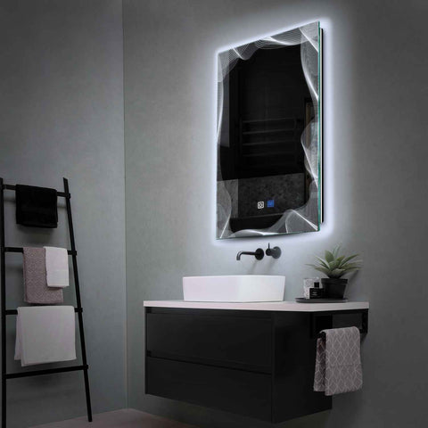 Oglinda LED Verticala, Touch LED, Dimare, Dezaburire, LED 6000K Rece - Gama Simetria Model 3