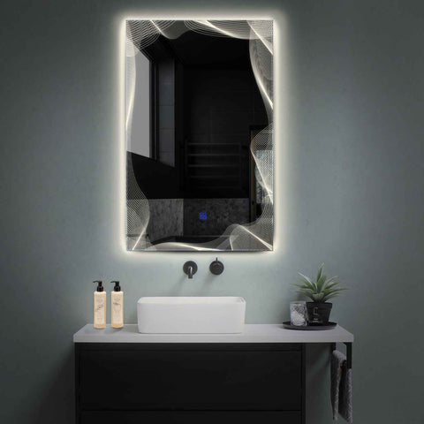 Oglinda LED Verticala, Touch LED, Dimare, LED 4000K Neutru - Gama Simetria Model 3