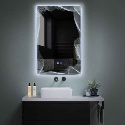 Oglinda LED Verticala, Touch LED, Dimare, Dezaburire, LED 6000K Rece - Gama Simetria Model 3