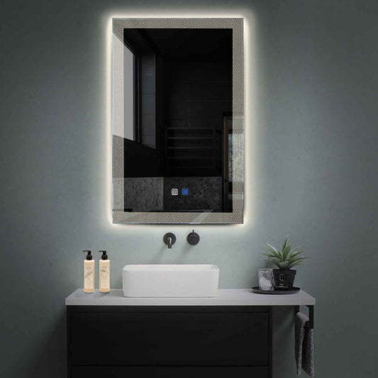 Oglinda LED verticala cu lumina LED neutra Gama Simetria Model 4 cu butoane touch si dezaburire - Reyze