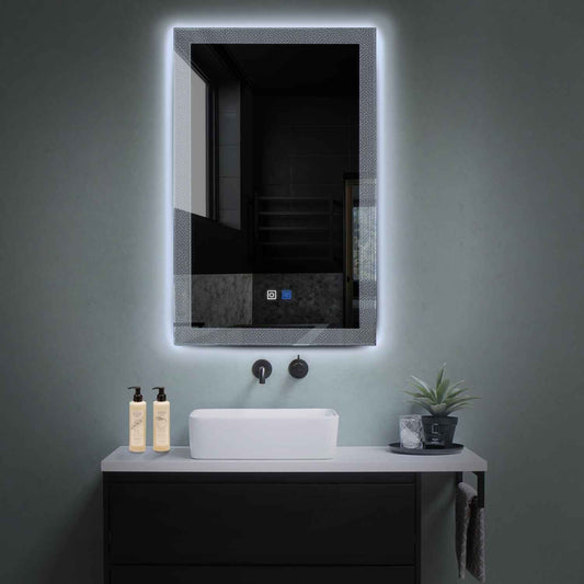 Oglinda LED verticala cu lumina LED rece Gama Simetria Model 4 cu butoane touch si dezaburire - Reyze
