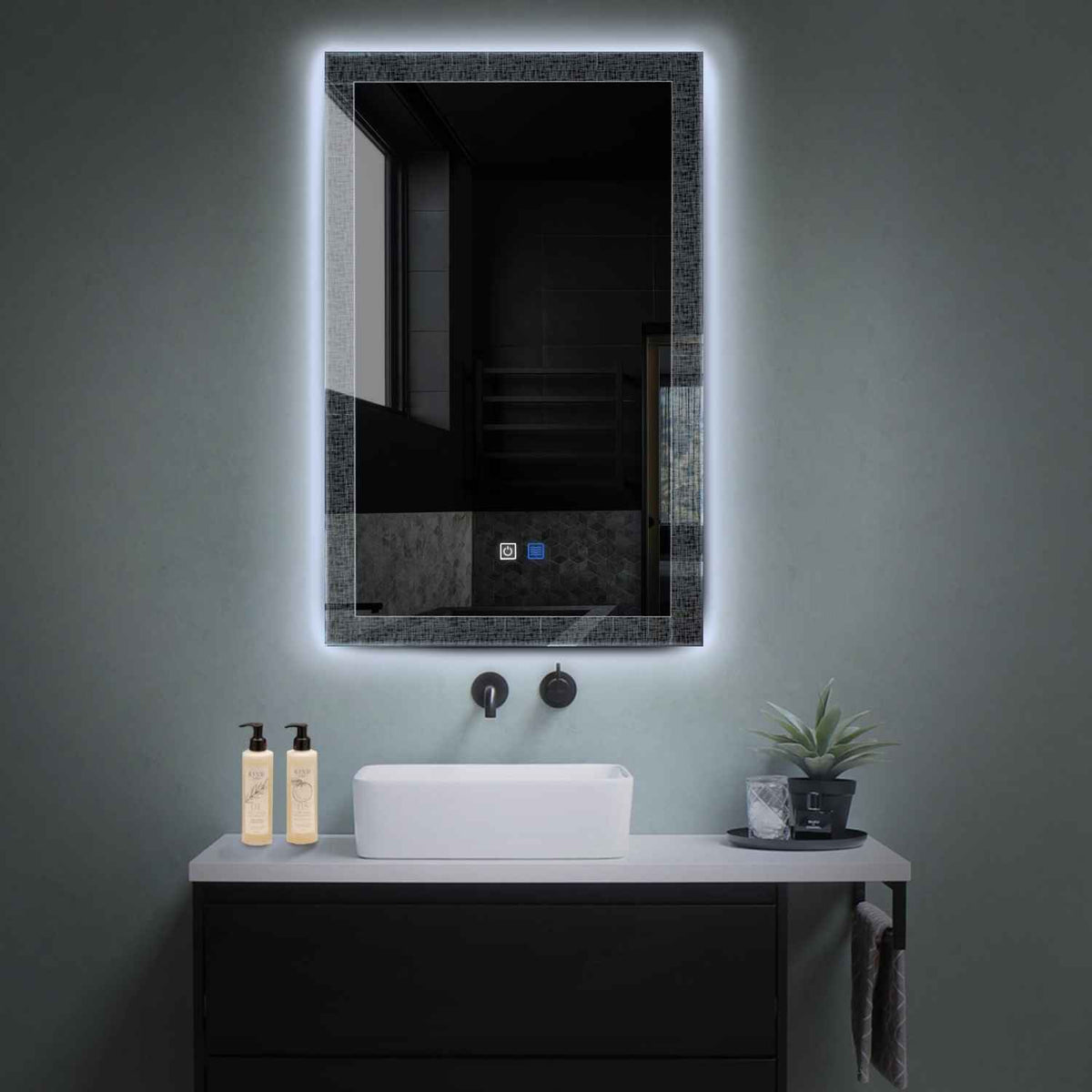 Oglinda LED Verticala, Touch LED, Dimare, Dezaburire, LED 6000K Rece - Gama Simetria Model 6