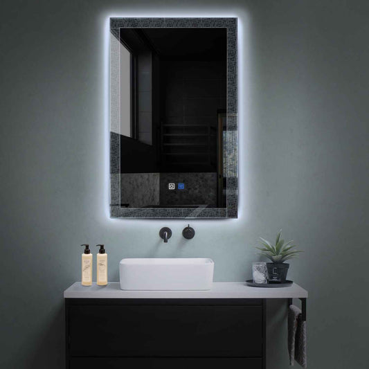 Oglinda LED verticala cu lumina LED rece Gama Simetria Model 6 cu butoane touch si dezaburire - Reyze