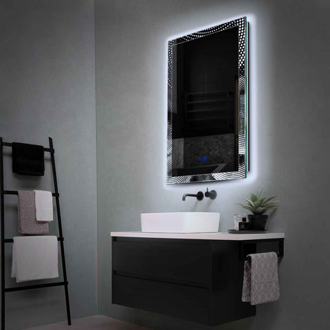 Oglinda LED Verticala, Touch LED, Dimare, LED 6000K Rece - Gama Simetria Model 8