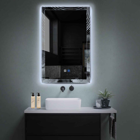 Oglinda LED verticala cu lumina LED rece Gama Simetria Model 8 cu butoane touch si dezaburire - Reyze
