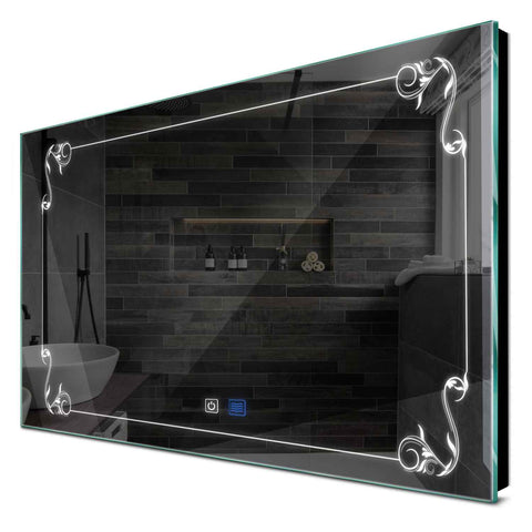 Oglinda LED orizontala 195x85.5 cm cu lumina LED rece Gama Good Vibes Model 5 cu butoane touch si dezaburire - Reyze