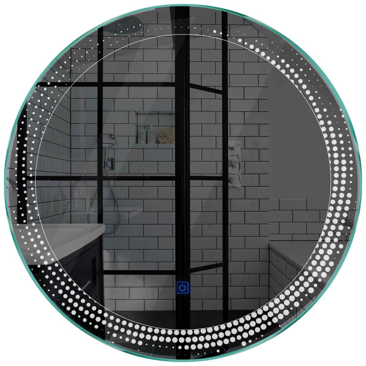 Oglinda LED rotunda cu lumina LED rece Gama Simetria Model 8 cu buton touch - Reyze