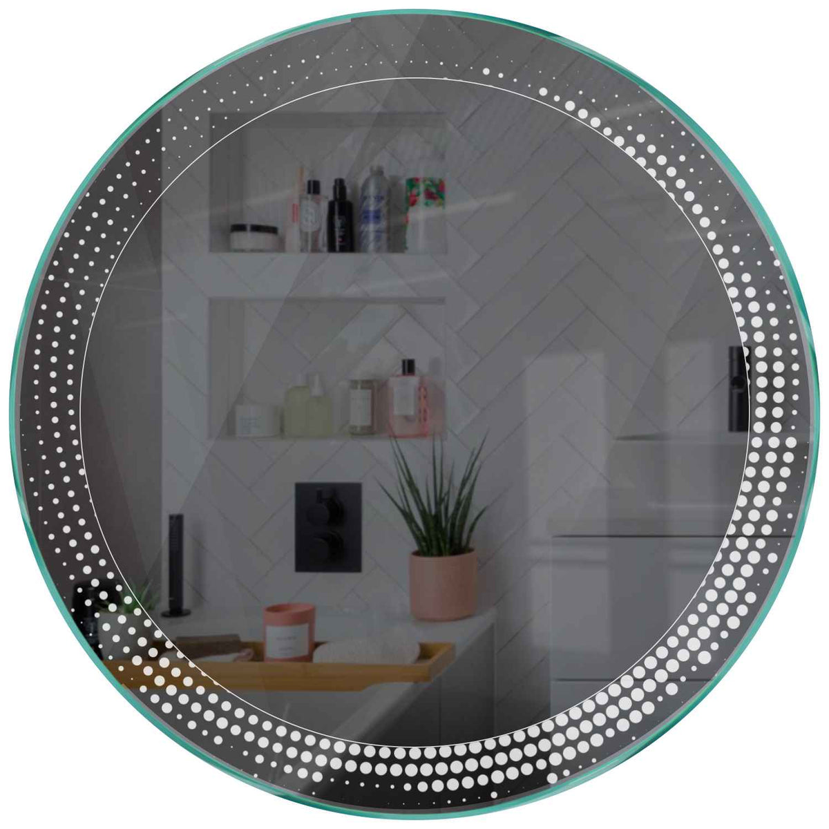 Oglinda LED rotunda cu lumina LED rece Gama Simetria Model 8 fara butoane - Reyze
