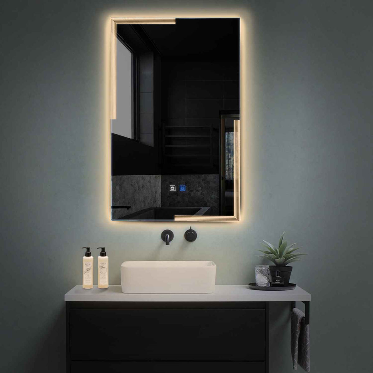 Oglinda LED Verticala, Touch LED, Dimare, Dezaburire, LED 3000K Cald - Gama Edge Model 2