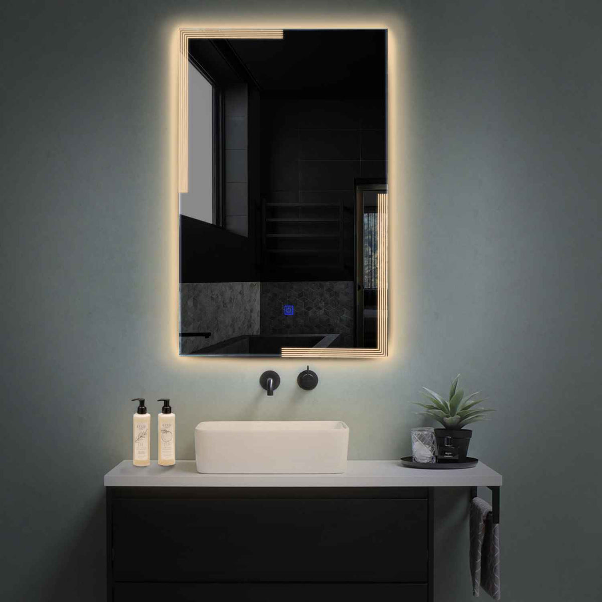 Oglinda LED Verticala, Touch LED, Dimare, LED 3000K Cald - Gama Edge Model 2