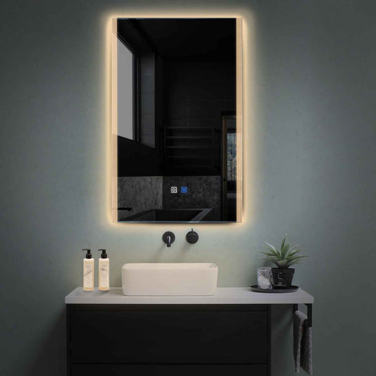 Oglinda LED verticala cu lumina LED calda Gama Edge Model 7 cu butoane touch si dezaburire - Reyze