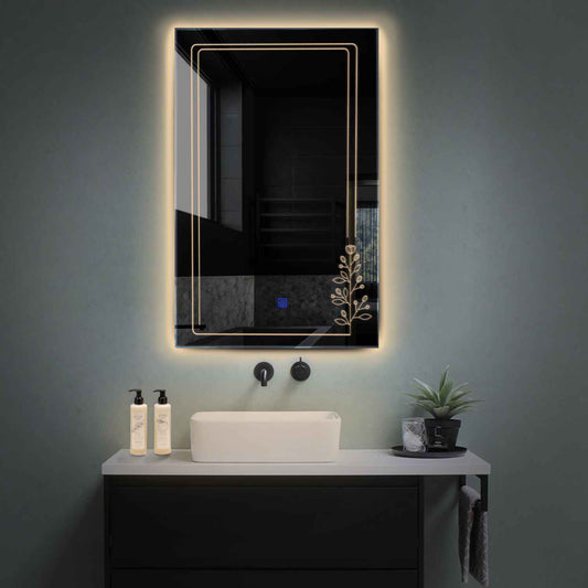 Oglinda LED verticala cu lumina LED calda Gama Good Vibes Model 3 cu buton touch - Reyze