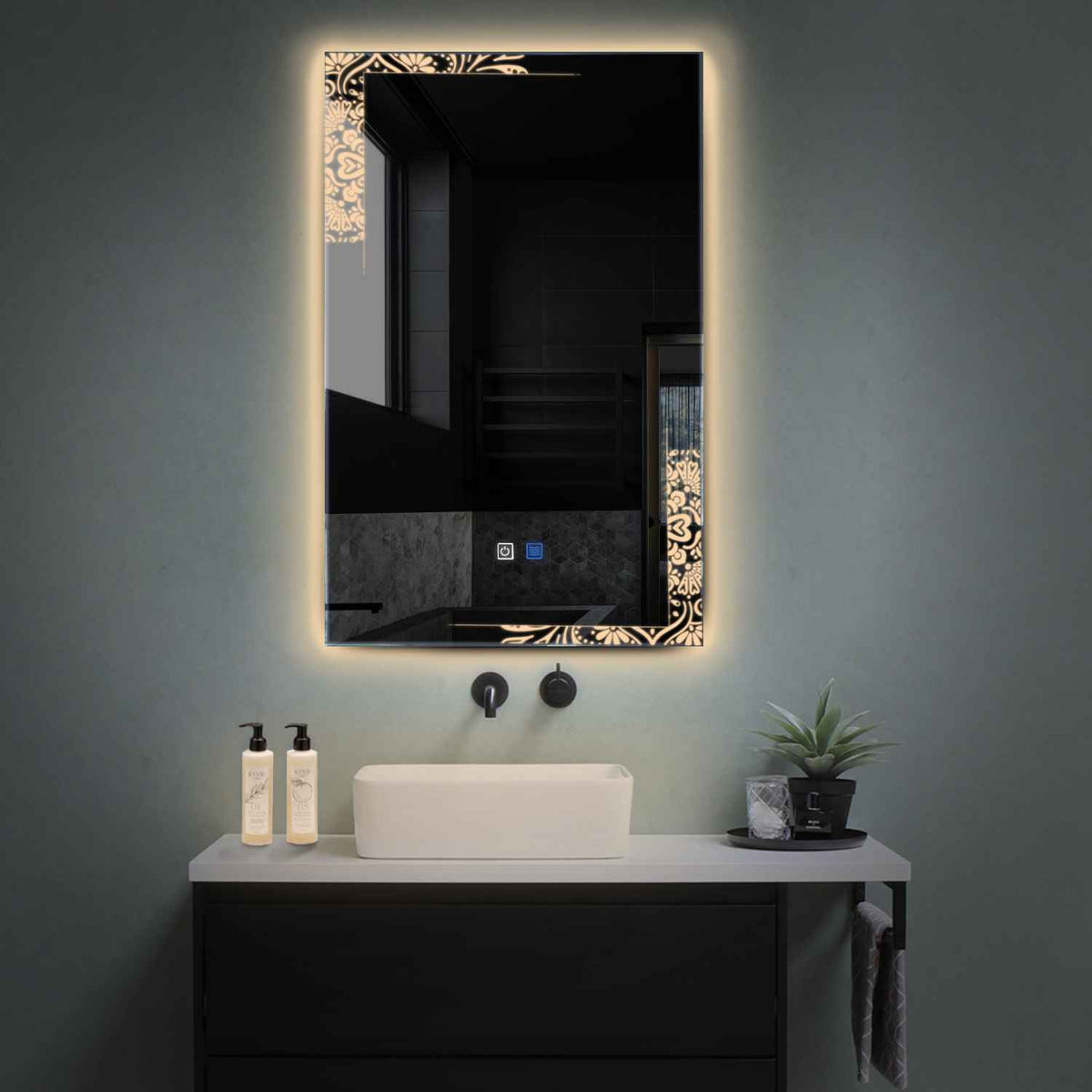 Oglinda LED Verticala, Touch LED, Dimare, Dezaburire, LED 3000K Cald - Gama Good Vibes Model 4
