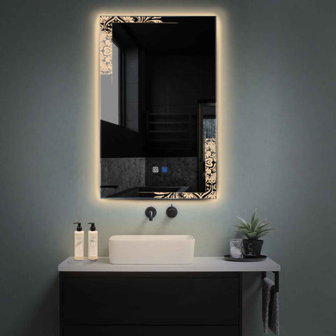 Oglinda LED Verticala, Touch LED, Dimare, Dezaburire, LED 3000K Cald - Gama Good Vibes Model 4