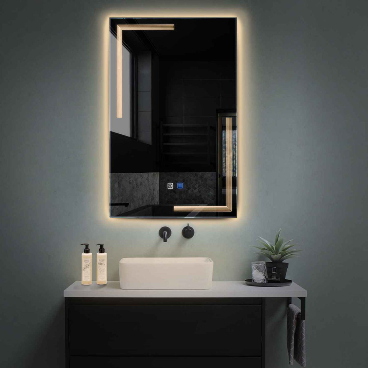 Oglinda LED Verticala, Touch LED, Dimare, Dezaburire, LED 3000K Cald - Gama Minimal Model 2