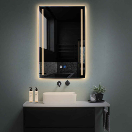 Oglinda LED verticala cu lumina LED calda Gama Minimal Model 7 cu butoane touch si dezaburire - Reyze