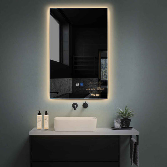 Oglinda LED verticala cu lumina LED calda Gama Motivated Model 4 cu butoane touch si dezaburire - Reyze