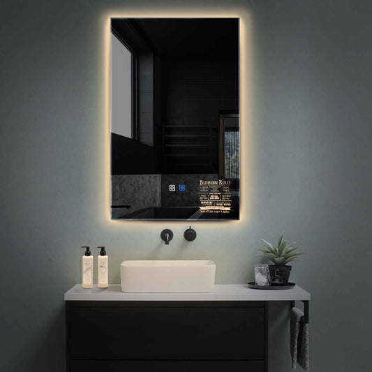Oglinda LED verticala cu lumina LED calda Gama Motivated Model 5 cu butoane touch si dezaburire - Reyze