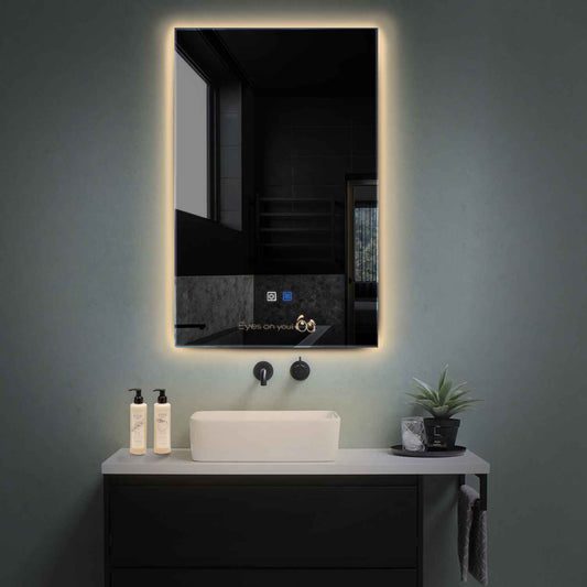 Oglinda LED verticala cu lumina LED calda Gama Motivated Model 8 cu butoane touch si dezaburire - Reyze