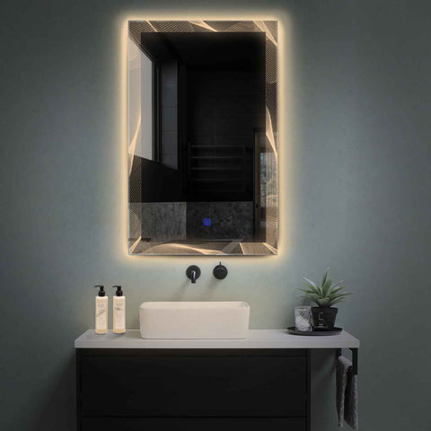 Oglinda LED Verticala, Touch LED, Dimare, LED 3000K Cald - Gama Simetria Model 2