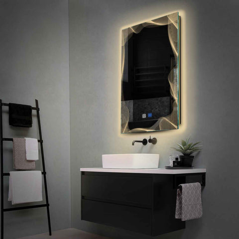 Oglinda LED Verticala, Touch LED, Dimare, Dezaburire, LED 3000K Cald - Gama Simetria Model 3