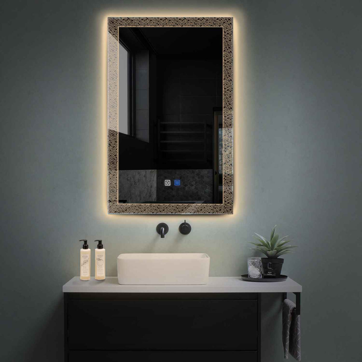 Oglinda LED Verticala, Touch LED, Dimare, Dezaburire, LED 3000K Cald - Gama Simetria Model 5