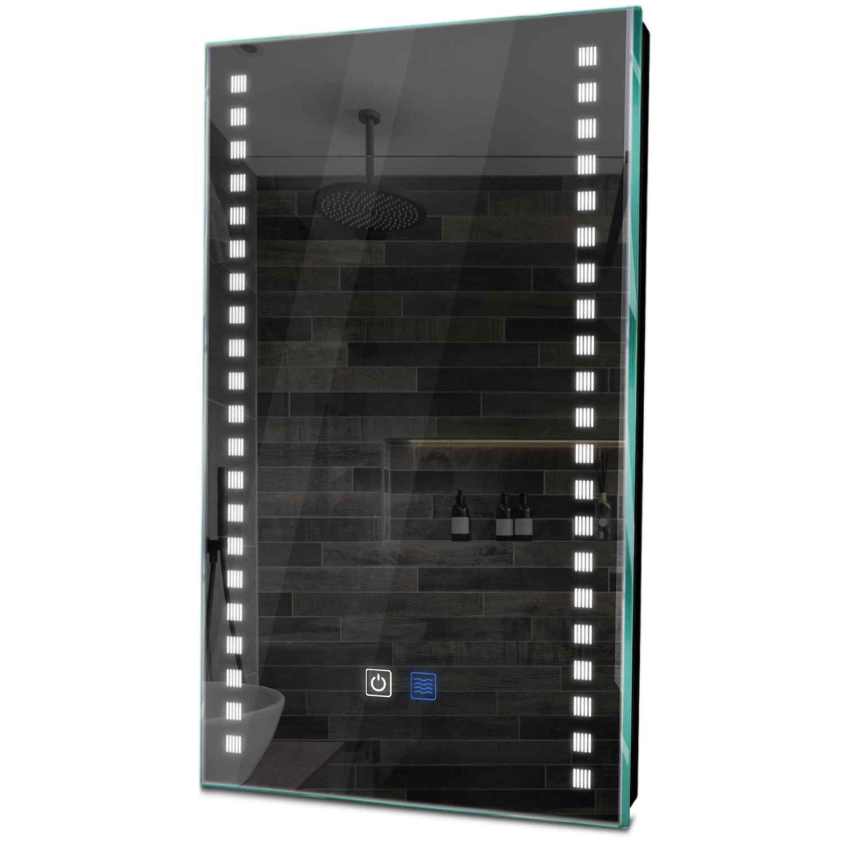 Oglinda LED verticala cu lumina LED rece Gama Minimal Model 6 cu butoane touch si dezaburire - Reyze