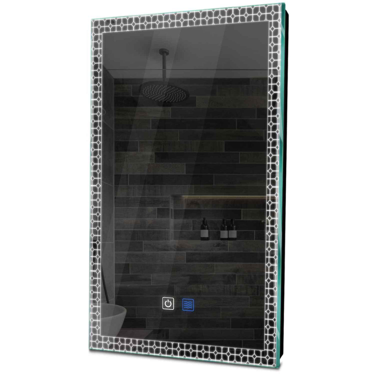 Oglinda LED verticala cu lumina LED rece Gama Official Model 2 cu butoane touch si dezaburire - Reyze