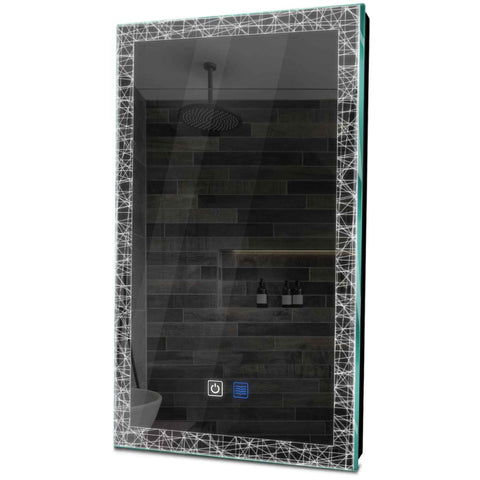 Oglinda LED verticala 70x100 cm cu lumina LED rece Gama Simetria Model 1 cu butoane touch si dezaburire - Reyze