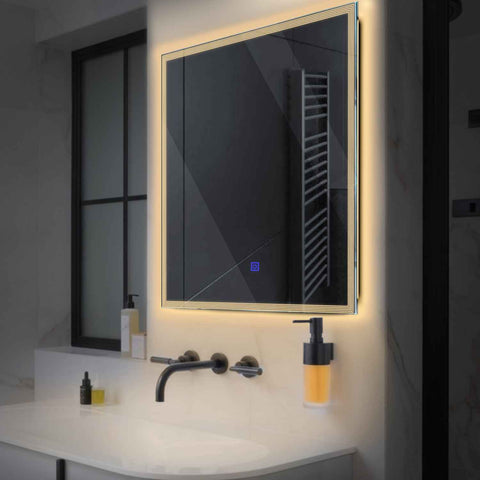 Oglinda LED Patrata, Touch LED, Dimare, LED 3000K Cald - Gama Edge Model 1