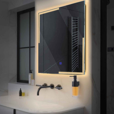 Oglinda LED Patrata, Touch LED, Dimare, LED 3000K Cald - Gama Edge Model 2