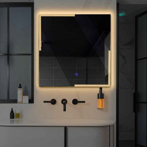 Oglinda LED Patrata, Touch LED, Dimare, LED 3000K Cald - Gama Edge Model 2