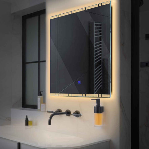Oglinda LED Patrata, Touch LED, Dimare, LED 3000K Cald - Gama Edge Model 3